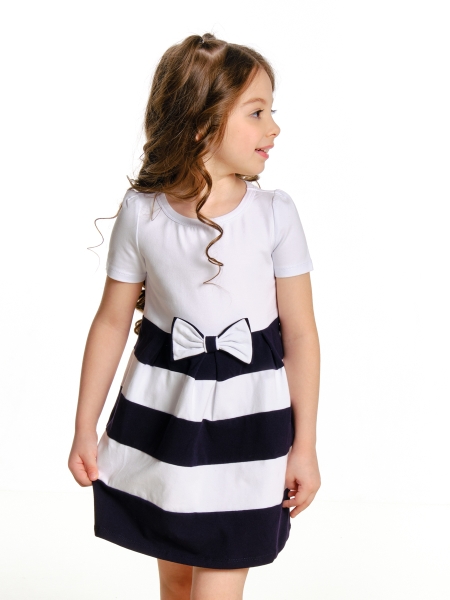 Платье для девочек Mini Maxi, модель 1412, цвет белый/синий - Платья для девочек с коротким рукавом