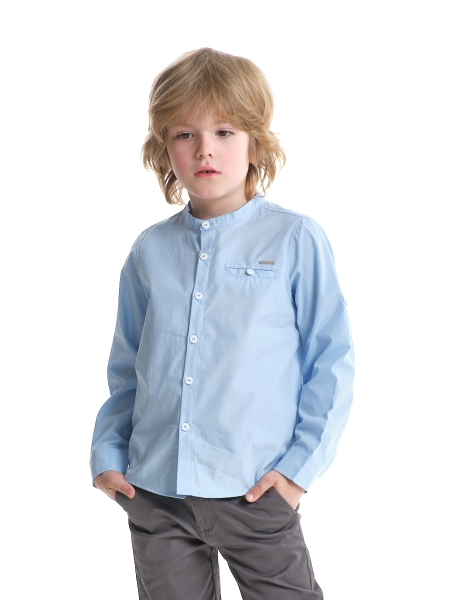 Рубашка для мальчиков Mini Maxi, модель 7950, цвет голубой - Рубашки с длинным рукавом