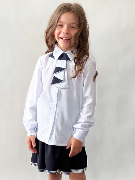 Блузка для девочек школьная БУШОН, модель SK50, цвет белый - Блузки с длинным рукавом / текстиль