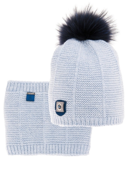Комплект для девочки Алмаз комплект, Миалт голубой/меланж, зима - Комплекты: шапка и шарф