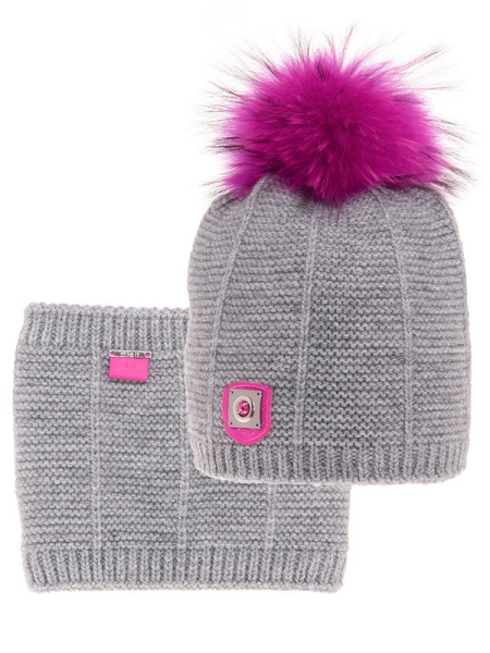 Комплект для девочки Алмаз комплект, Миалт серый/меланж, зима - Комплекты: шапка и шарф
