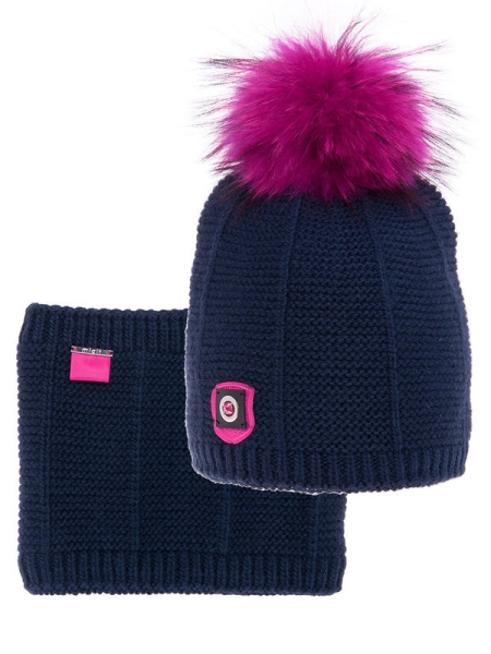 Комплект для девочки Алмаз комплект, Миалт темно-синий, зима - Комплекты: шапка и шарф