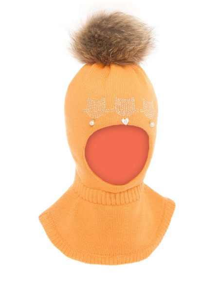 Шлем для девочки Ванесса, Миалт светло-оранжевый, зима - Шапки-шлемы зима-осень