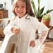 Блузка для девочек школьная БУШОН, модель SK55, цвет кремовый