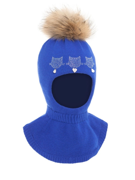 Шлем для девочки Ванесса, Миалт ярко-синий, зима - Шапки-шлемы зима-осень