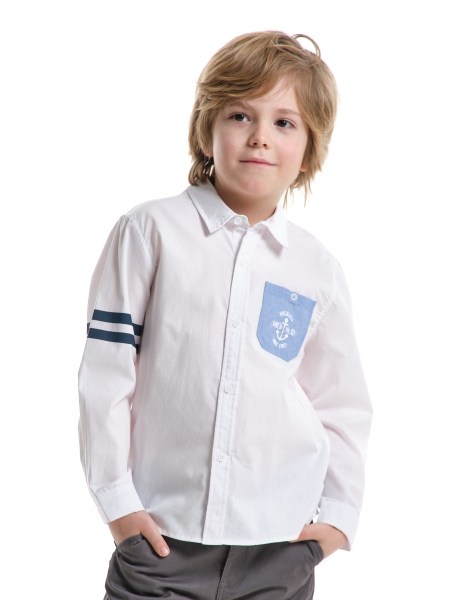 Рубашка для мальчиков Mini Maxi, модель 7978, цвет белый - Рубашки с длинным рукавом