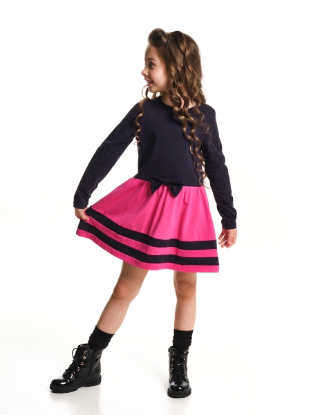 Платье для девочек Mini Maxi, модель 6069, цвет синий/малиновый - Платья для девочек с длинным рукавом