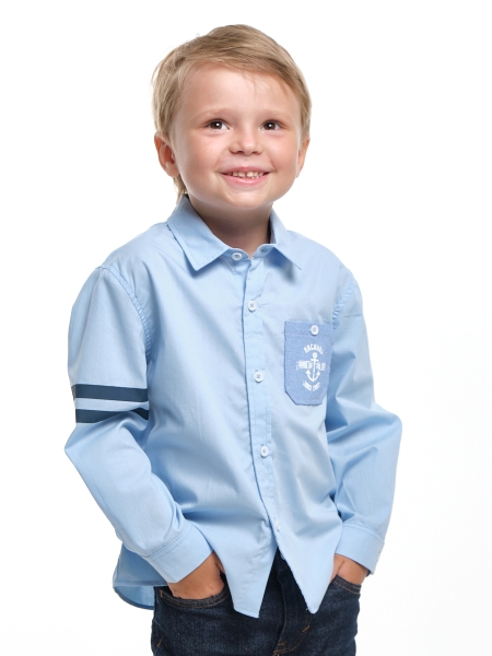 Рубашка для мальчиков Mini Maxi, модель 7978, цвет голубой - Рубашки с длинным рукавом