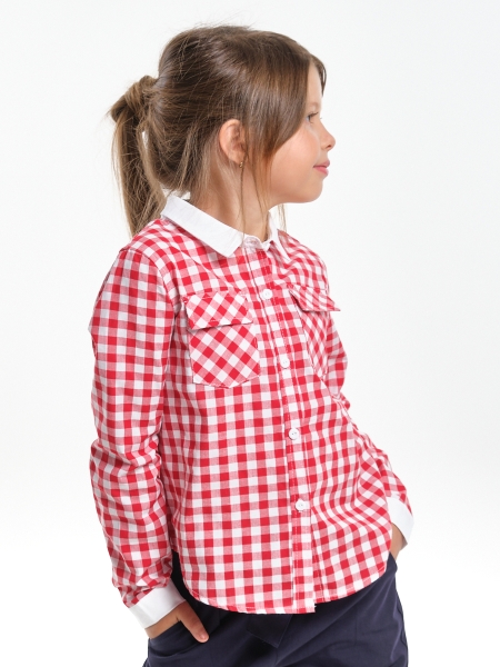 Блузка для девочек Mini Maxi, модель 4903, цвет красный/клетка - Блузки с длинным рукавом / текстиль