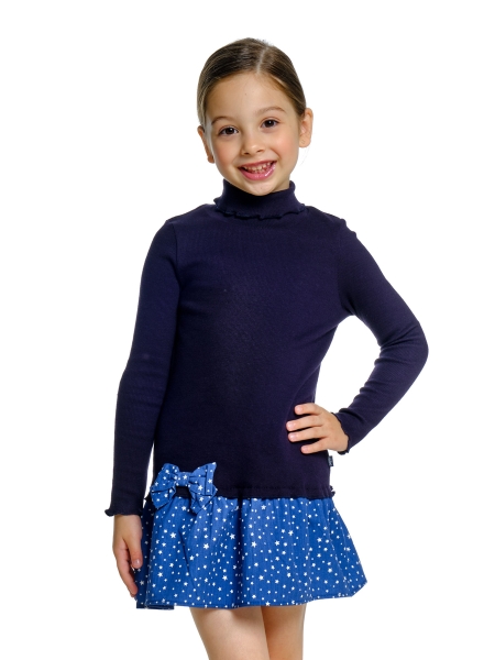Платье для девочек Mini Maxi, модель 2488, цвет синий/мультиколор - Платья для девочек с длинным рукавом