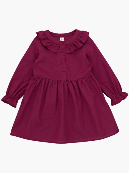 Платье для девочек Mini Maxi, модель 4876, цвет бордовый/клетка - Платья для девочек с длинным рукавом