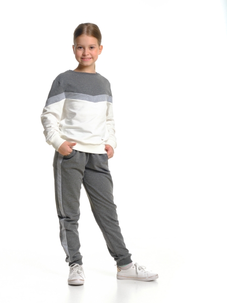 Спортивный костюм для девочек Mini Maxi, модель 7231, цвет белый/графит/меланж - Костюмы спортивные