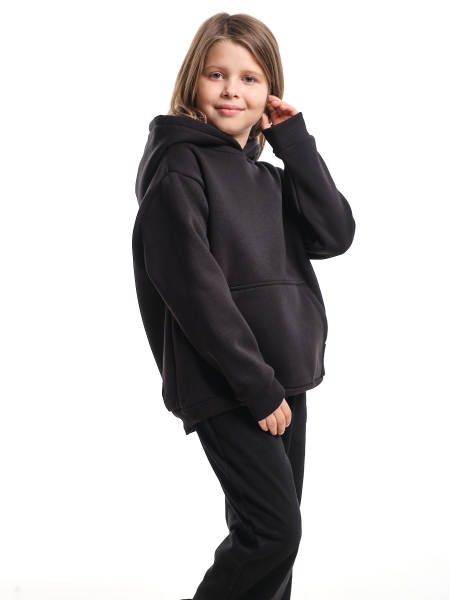Спортивный костюм для девочек Mini Maxi, модель 7606, цвет черный/мультиколор - Толстовки с капюшоном / худи