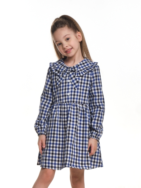 Платье для девочек Mini Maxi, модель 6140, цвет синий/черный/клетка - Платья для девочек с длинным рукавом