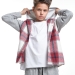 Рубашка для мальчиков Mini Maxi, модель 7982, цвет серый/бордовый/клетка