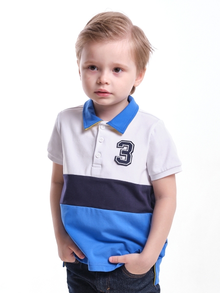 Поло для мальчиков Mini Maxi, модель 4601, цвет белый/синий - Поло / футболки короткий рукав