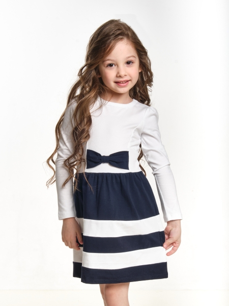 Платье для девочек Mini Maxi, модель 0746, цвет белый/синий - Платья для девочек с длинным рукавом