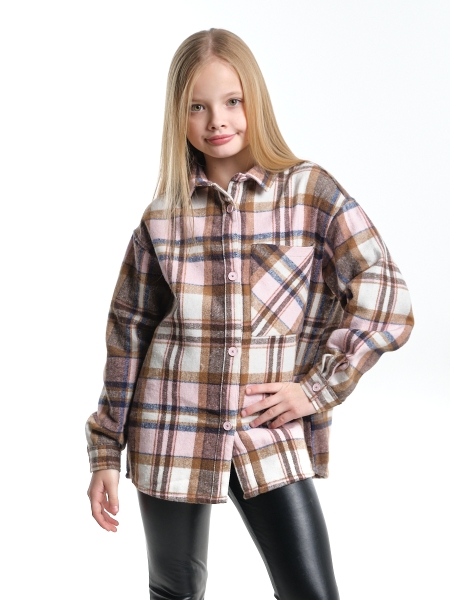 Рубашка для девочек Mini Maxi, модель 7845, цвет розовый/белый/клетка - Рубашки для девочек
