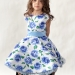 Платье для девочки нарядное БУШОН ST30, стиляги, цвет голубой цветы
