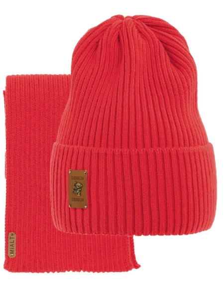 Комплект для девочки Бельгия комплект, Миалт огненно-красный, весна-осень - Комплект: шапочки и шарф