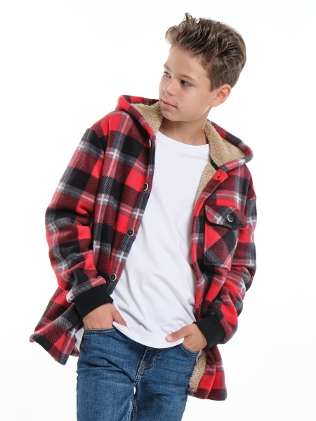 Куртка для мальчиков Mini Maxi, модель 7856, цвет красный/серый/клетка - Бомберы / куртки