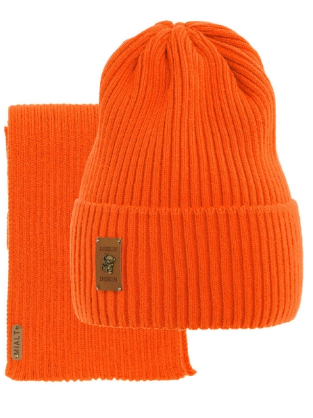 Комплект для девочки Бельгия комплект, Миалт морковный/сок, весна-осень - Комплект: шапочки и шарф
