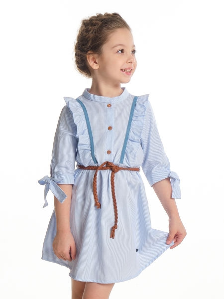 Платье для девочек Mini Maxi, модель 6144, цвет голубой/мультиколор - Платья для девочек с рукавом 3/4