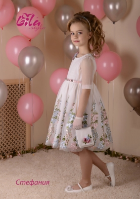 Платье нарядное для девочки Стефания, Lila Style (незабудка - коктельное)
