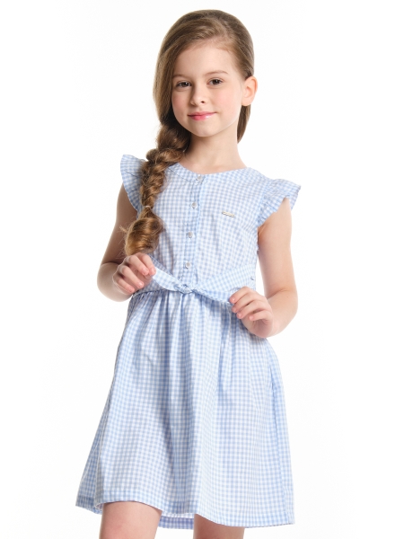 Платье для девочек Mini Maxi, модель 4702, цвет голубой/клетка - Платья для девочек с коротким рукавом