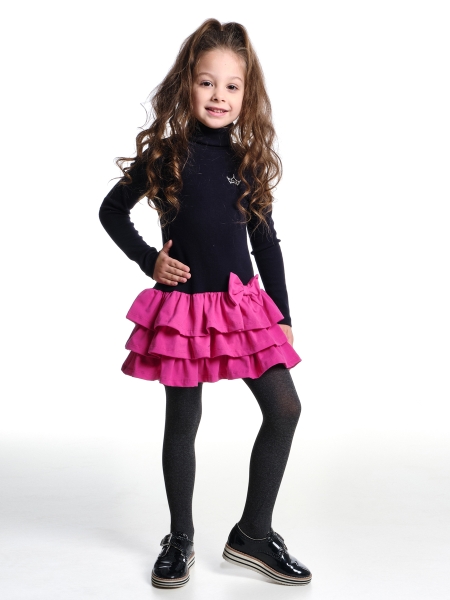 Платье для девочек Mini Maxi, модель 6079, цвет синий/малиновый - Платья для девочек с длинным рукавом