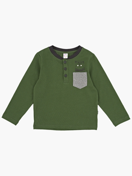 Лонгслив для мальчиков Mini Maxi, модель 6792, цвет хаки/зеленый - Лонгсливы / футболки - дл. рукав