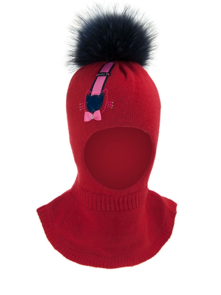 Шлем для девочки Сиамка, Миалт красный, зима - Шапки-шлемы зима-осень
