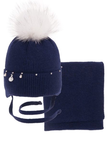Комплект для девочки Богдана комплект, Миалт темно-синий, зима - Комплекты: шапка и шарф