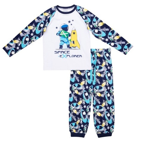 Комплект трикотажный для мальчиков: фуфайка (футболка с длинным рукавом), брюки - Одежда для дома