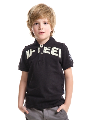 Рубашка-поло для мальчиков Mini Maxi, модель 0355, цвет черный