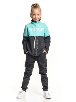 Спортивный костюм для девочек Mini Maxi, модель 7247, цвет бирюзовый/черный