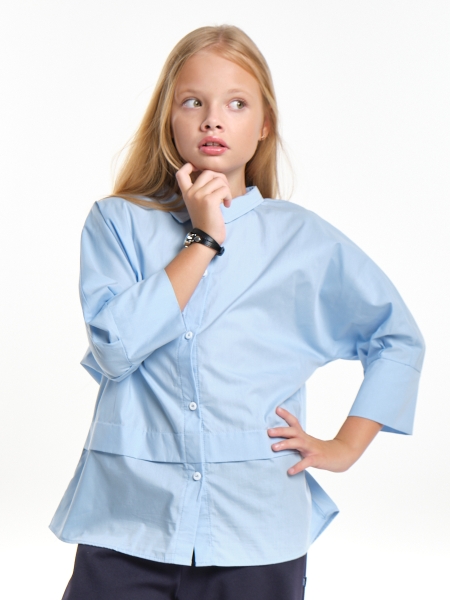 Блузка для девочек Mini Maxi, модель 7948, цвет голубой - Блузки с длинным рукавом / текстиль