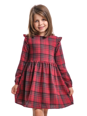 Платье для девочек Mini Maxi, модель 8050, цвет красный/синий/клетка