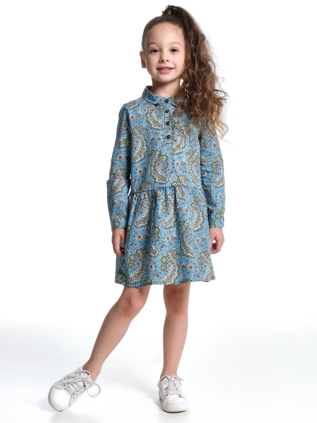 Платье для девочек Mini Maxi, модель 3782, цвет бирюзовый/мультиколор - Платья для девочек с длинным рукавом