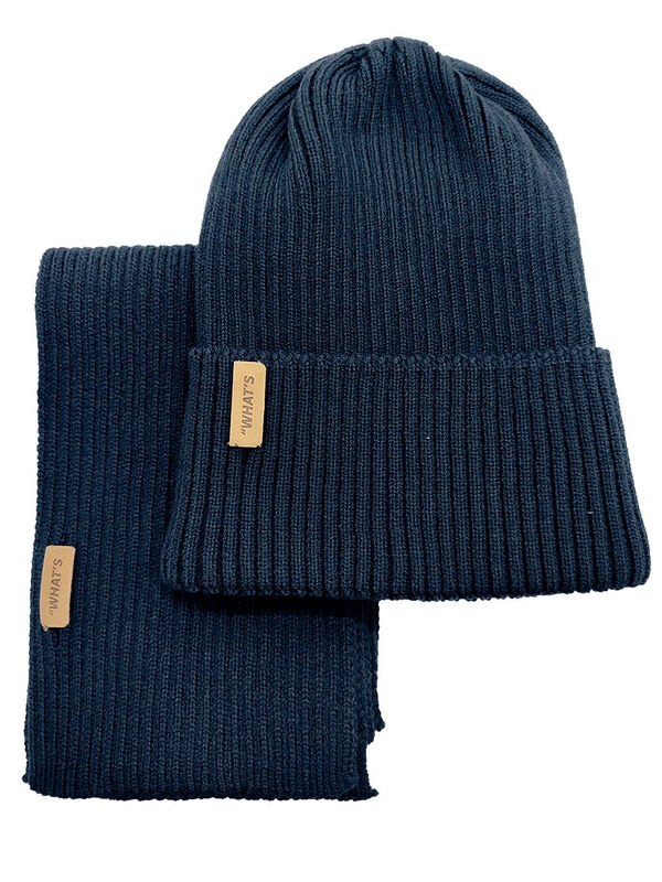 Комплект Теорема-2, Миалт черно-синий, весна-осень - Комплект: шапочки и шарф