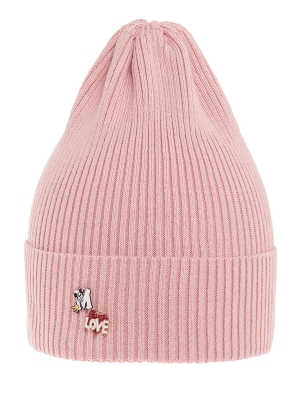 Шапка для девочки Брошка, Миалт пудровый, весна-осень