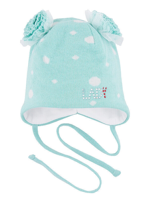 Шапка для девочки Веснушка, Миалт мятный, весна-осень - Шапочки на завязках