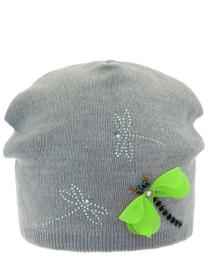 Шапка для девочки Волшебная страна, Миалт светло-серый/лимон/неон, весна-осень