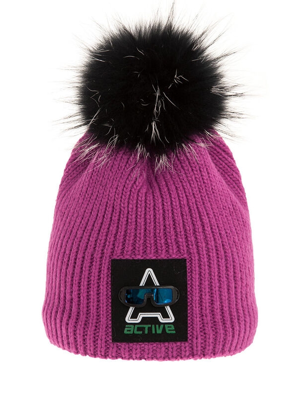 Шапка для девочки Миссия, Миалт фуксия, зима - Шапки с меховым помпоном