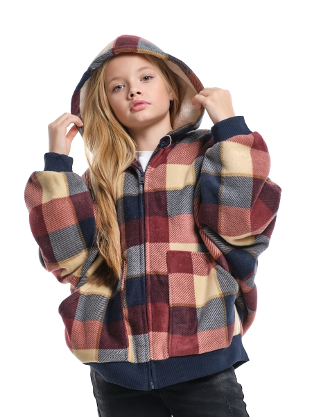 Куртка для девочек Mini Maxi, модель 8045, цвет темно-синий/бордовый - Бомберы / куртки