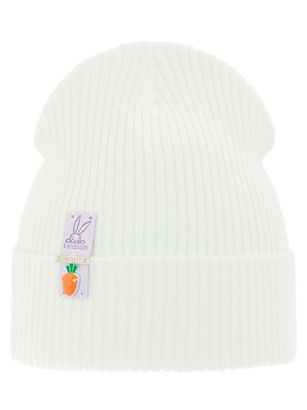 Шапка для девочки Морковка, Миалт белый, весна-осень - Для девочек весна-осень
