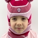 Шапка-шлем для девочки зима, скб малина+лиловый+т.розовый помпон