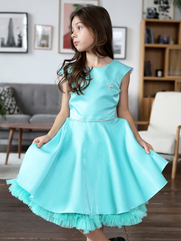 Платье для девочки БУШОН ST35, праздничное цвет бирюзовый - Платья СТИЛЯГИ
