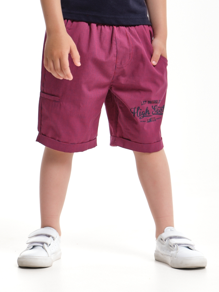 Шорты для мальчиков Mini Maxi, модель 3274, цвет бордовый/клетка - Шорты для мальчиков