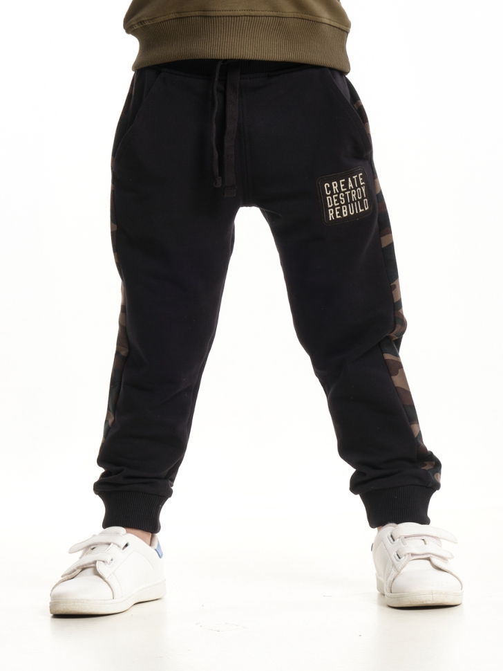 Джоггеры для мальчиков Mini Maxi, модель 6909, цвет черный/камуфляж - Брюки спортивные (джогеры)